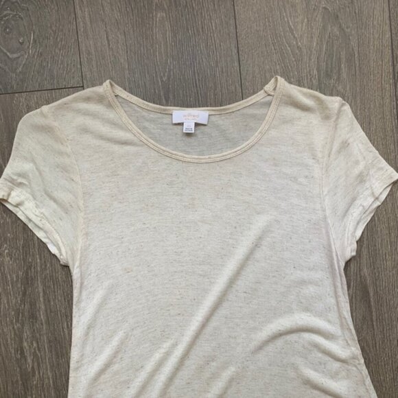 Aritzia Wilfred T-shirt Heathered Short Sleeve Linen blend Crew neck Cream XXS - Picture 5 of 12